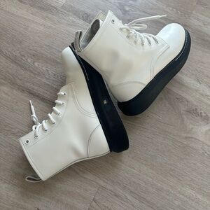 Alexander Mcqueen white hybrid lace-up boots